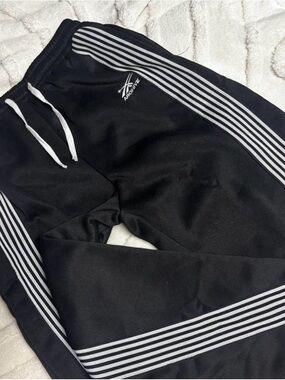 Men's Black Stripe Joggers with Drawstring Waist